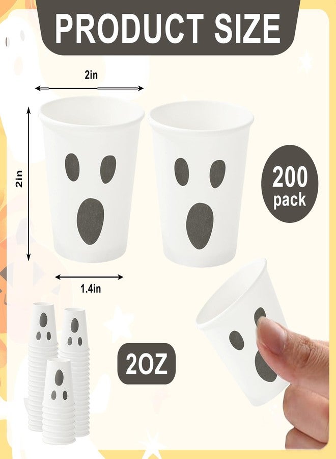 JarThenaAMCS 200Pcs Halloween Shot Cups 2oz Black White Ghost Mini Drinking Paper Cup Spooky Boo Disposable Shot Cup for Halloween Trick or Treat Party Supplies - Image 2